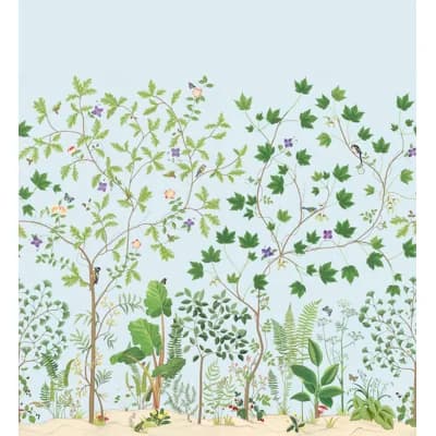 Sycamore and Oak Wallpaper — Sky Blue