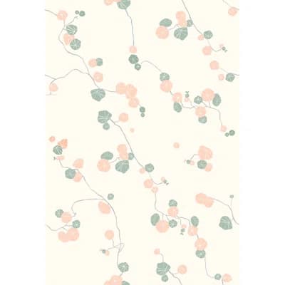 Susan Hable Floral Non-Pasted Satin Wallpaper Double Roll — Pink,Green