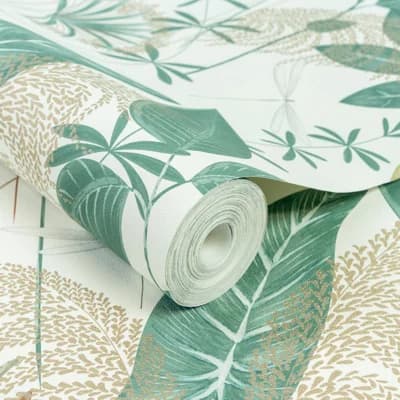 Arcadia Collection Branched Leaves Wallpaper Roll — Grey