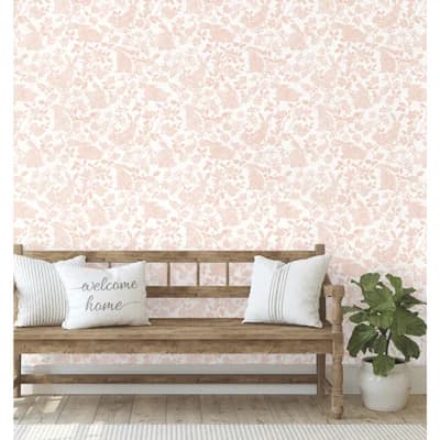 Floral Peel & Stick Matte Wallpaper Roll — Pink