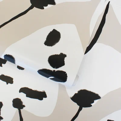 Alda 16.5' L x 20.5" W Peel and Stick Wallpaper Roll — Black;White;Beige