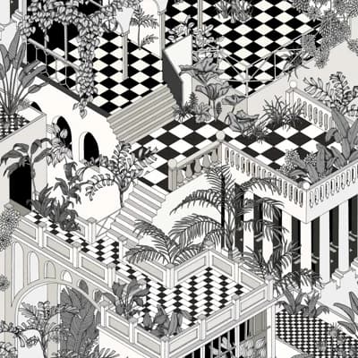 Miami Non-Pasted Wallpaper Roll — Black,White