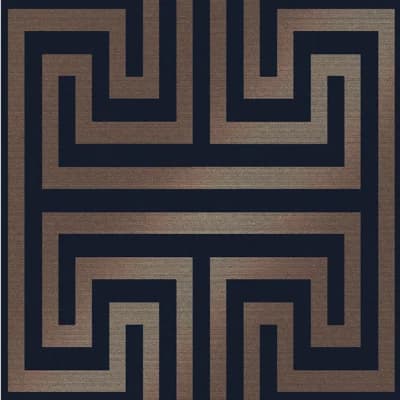 Geometric Non-Pasted Metallic Wallpaper Double Roll — Navy Blue