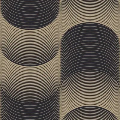 Geometric Non-Pasted Metallic Wallpaper Double Roll — Black,Gold