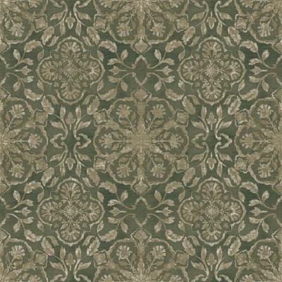Elegance Collection Floral Stripe Shimmer Finish Wallpaper Roll — Olive Green