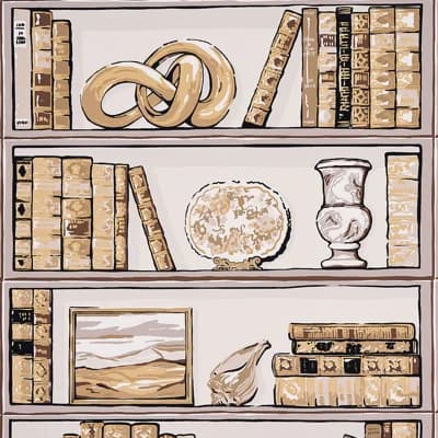Natalies Library Wallpaper — Mocha