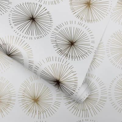 Jenevy 16.5' L x 20.5" W Peel and Stick Wallpaper Roll — Gold,White
