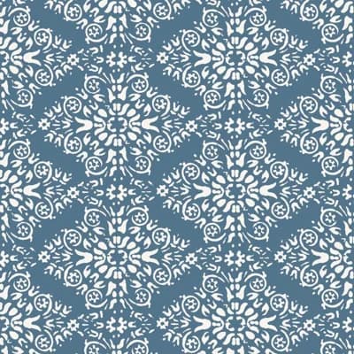 Lady Charlotte Timbre Damask 10' L x 25" W Peel and Stick Wallpaper Tile — Blue Salt