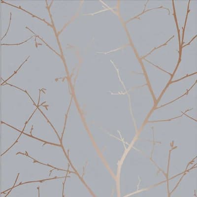 Floral Non-Pasted Metallic Wallpaper Double Roll — Gray,Rose Gold