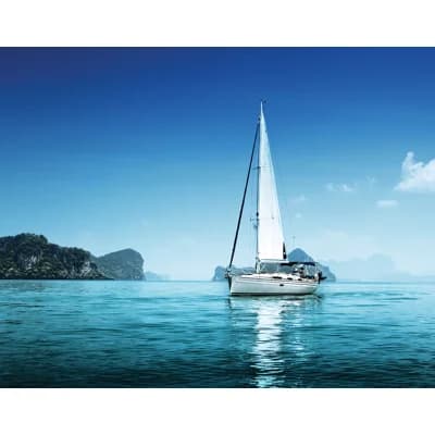 Global Fusion 8.12' L x 124" W 6-Panel Wall Mural — Blue,White