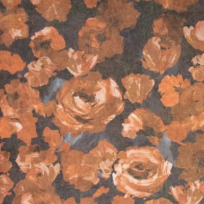 Julie Feels Home Collection Glitter/Shimmer Large Paeonia Flowers Wallpaper Roll — Heat Basalt