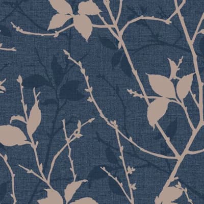 Boutique Floral Non-Pasted Metallic Wallpaper Double Roll — Navy,Copper