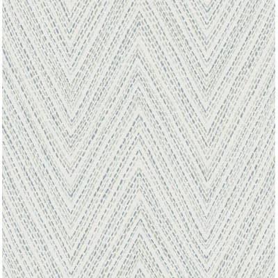 Lainey Green Stitched Chevron Wallpaper — Blue