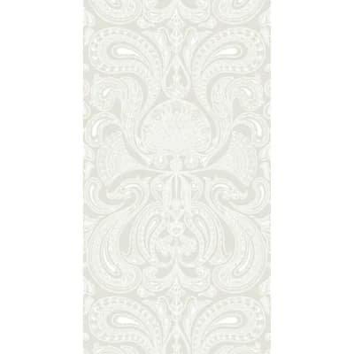 Malabar Paisley Non-Pasted Wallpaper Roll — White,Linen