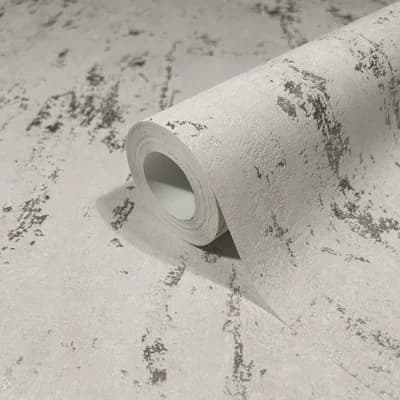 City Romance Collection Metallic Industrial Distressed Wallpaper Roll — Beige