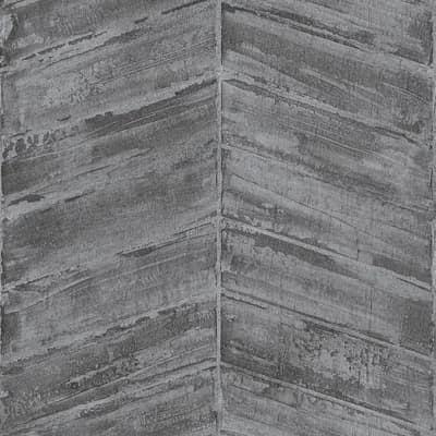 Ambiance Chevron Design 33' L x 21" W Wallpaper Roll — Charcoal,Silver