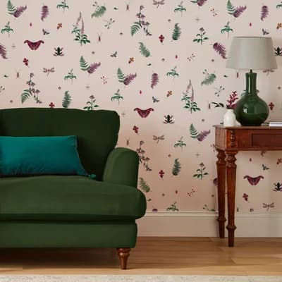 Floral Non-Pasted Matte Wallpaper Double Roll — Ivory,Green,Red