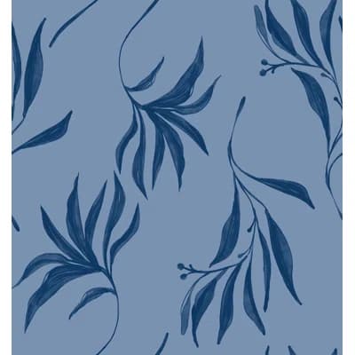 Yuki Osada Floral Non-Pasted Satin Wallpaper Double Roll — Blue