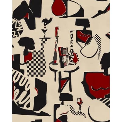JAZZ LIVE Wallpaper Roll — BLACK,RED,TAUPE