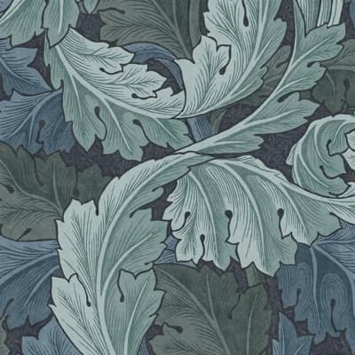 William Morris at Home SS24 Floral Non-Pasted Matte Wallpaper Double Roll — Blue