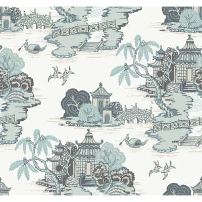 Pagoda And Sampan Scenic Vinyl Non-Pasted Wallpaper Roll — Seamist
