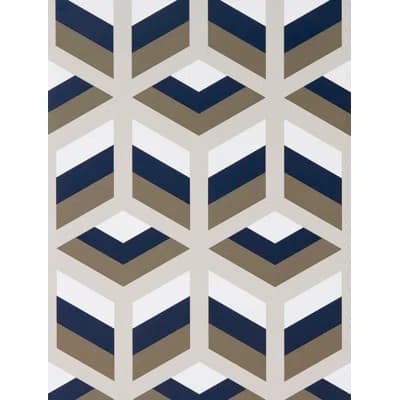 Lorenzo Castillo Hispania Geometric Wallpaper Roll — Azul,Marron