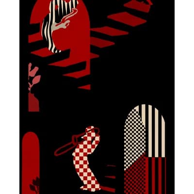 JAZZ LIVE Wallpaper Roll — RED,BLACK,TAUPE