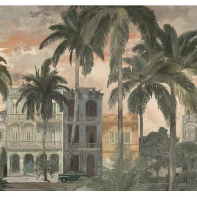 Havana 2 Collection Cityscape of Havana Wall Mural — Green