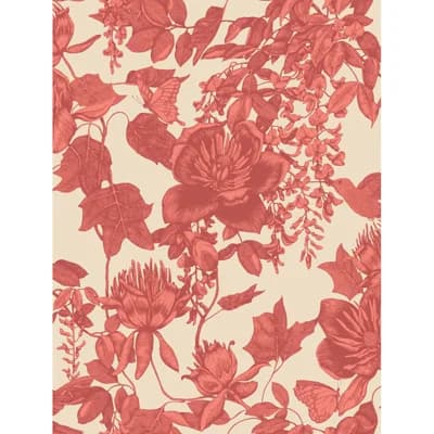 Tivoli Floral Non-Pasted Matte Wallpaper Roll — Red,Pink