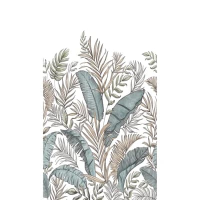 Orom II Collection Meadow Leaf 62.5-inches wide x 9.18-feet high 3-panel Wall Mural — Beige