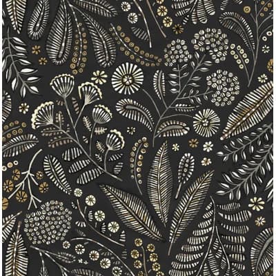 Briar Navy Floral Wallpaper — Charcoal
