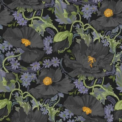 Papavera Floral Wall Mural — Noir