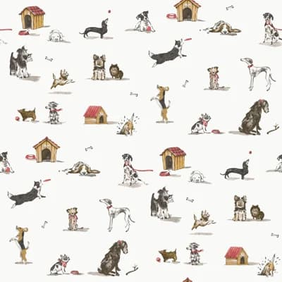 Kids and Teens Collection Doggies Wallpaper Roll — Red