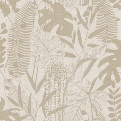Havana 2 Collection Artistic Palm Leaf Wallpaper Roll — Beige