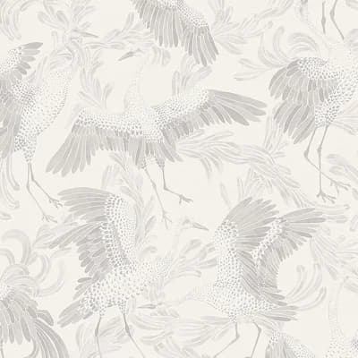 Boråstapeter Dancing Crane Wallpaper — Gray