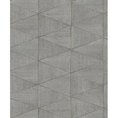 Woods and Wicker Collection Triangular Wood Tile Wallpaper Roll — Gray