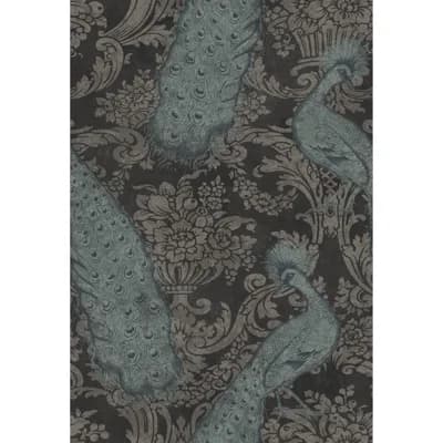 Byron Damask Non-Pasted Wallpaper Roll — Teal,Graphite