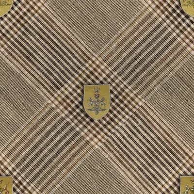 World of Fabrics Plaid Non-Pasted Matte Wallpaper Roll — Brown,Black,Gold