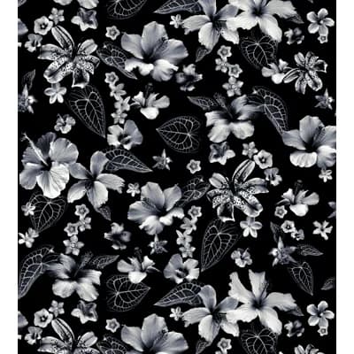 Cariacou Floral Non-Pasted Matte Wallpaper Double Roll — Noir