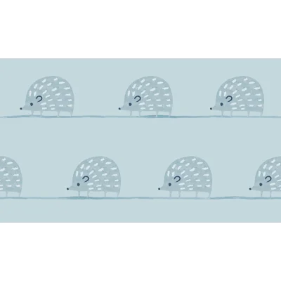 Hedgehog Parade 33' L x 20.5" W  Wallpaper Roll — Blue