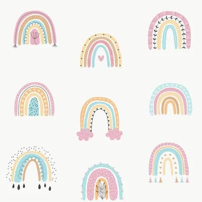 Kids and Teens Collection Rainbo-Ho Wallpaper Roll — Orange