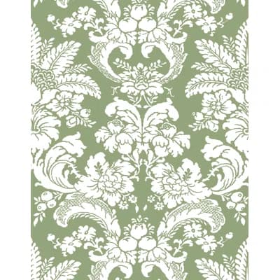 Lorenzo Castillo Volume V Damask Vinyl Wallpaper Roll by Gaston Y Daniela — Verde