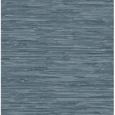 Exhale Light Brown Woven Faux Grasscloth Wallpaper — Blue