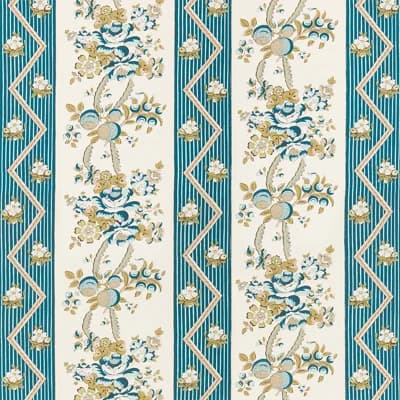 Sylvain Floral Stripe Wallpaper — Teal