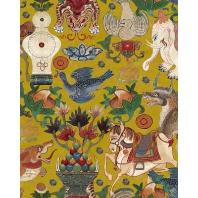 Woodstock Lifestyle Non-Pasted Satin and Matte Wallpaper Roll — Green,Orange,Red,Yellow