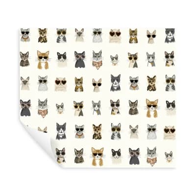 Cool Cats Peel & Stick Wallpaper Roll — Gray,Gold