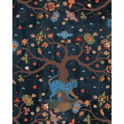 TREE OF LIFE Anthracite Wallpaper — Anthracite,Blue,Brown