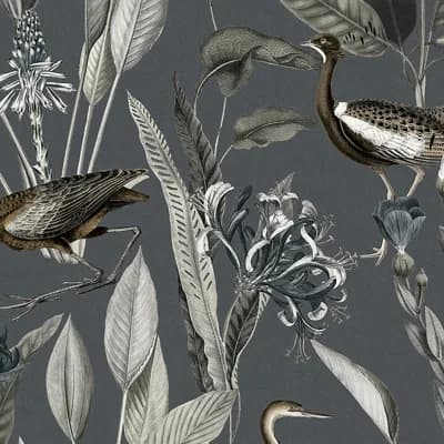 Floral Non-Pasted Matte Wallpaper Double Roll — Dark Gray