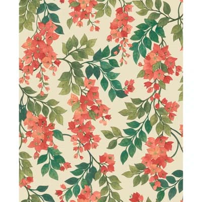 Seville Floral Non-Pasted Matte Wallpaper Roll — Green,Red