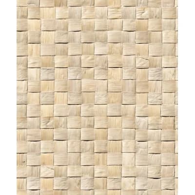 Woods and Wicker Collection 3D Rattan Weave Optics Wallpaper Roll — Beige